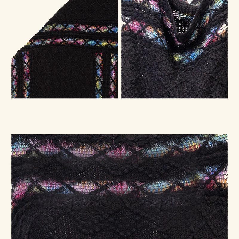 Buddha Stones Tibetan Colorful Striped Rhombus Pattern Shawl Tassels Pullover Winter Cozy Travel Scarf Wrap - image 11