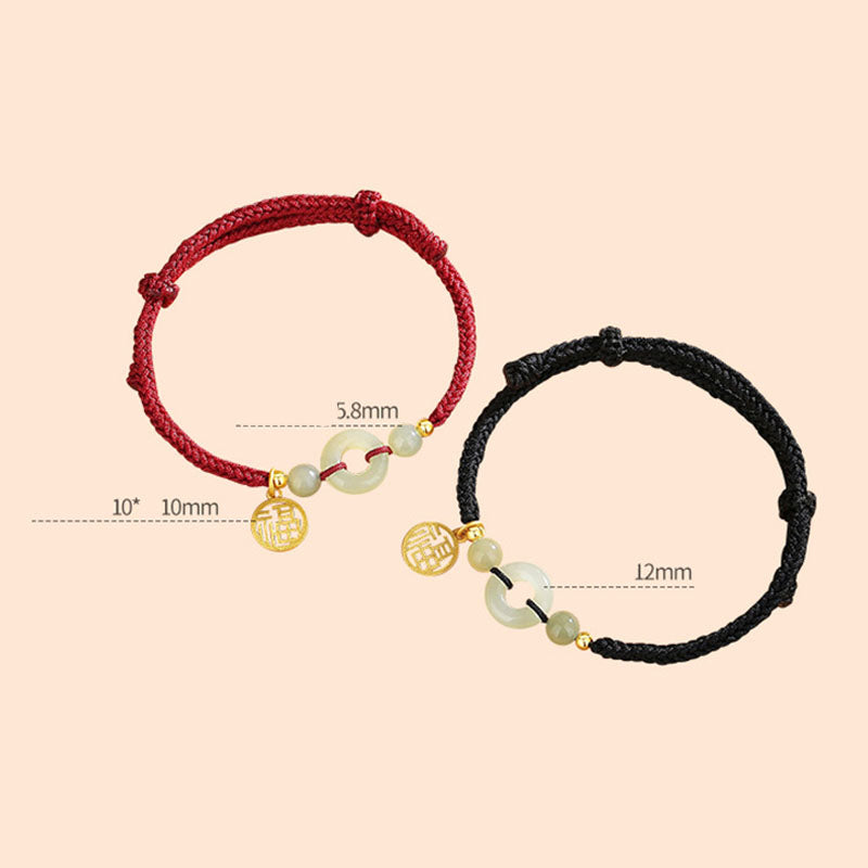 Buddha Stones 925 Sterling Silver Hetian Jade Peace Buckle Fu Character Charm Abundance Bracelet - image 7