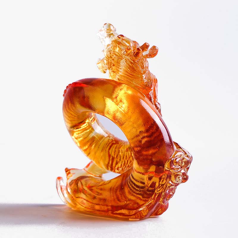 Buddha Stones Year of the Dragon Handmade Chinese Zodiac Yellow Dragon Liuli Crystal Art Piece Protection Home Office Decoration - image 9