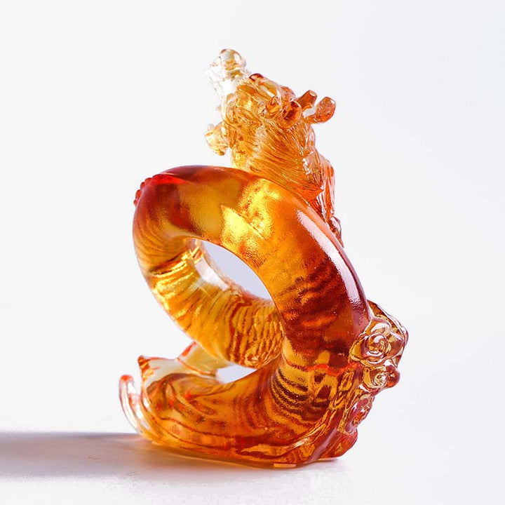 Buddha Stones Year of the Dragon Handmade Chinese Zodiac Yellow Dragon Liuli Crystal Art Piece Protection Home Office Decoration - image 9