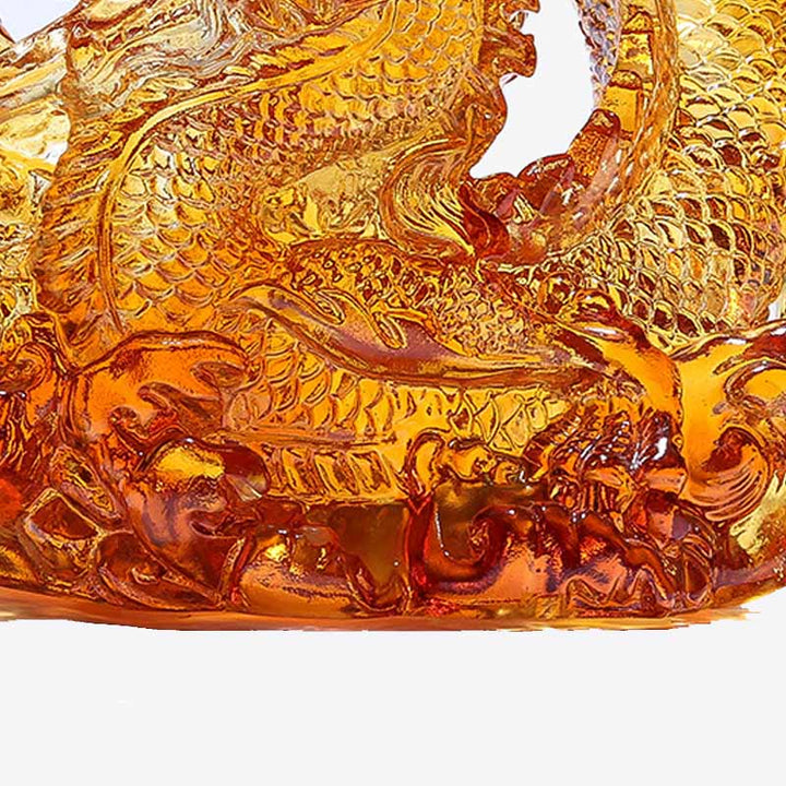 Buddha Stones Year of the Dragon Handmade Liuli Crystal Art Piece Protection Home Office Decoration With Base - image 2