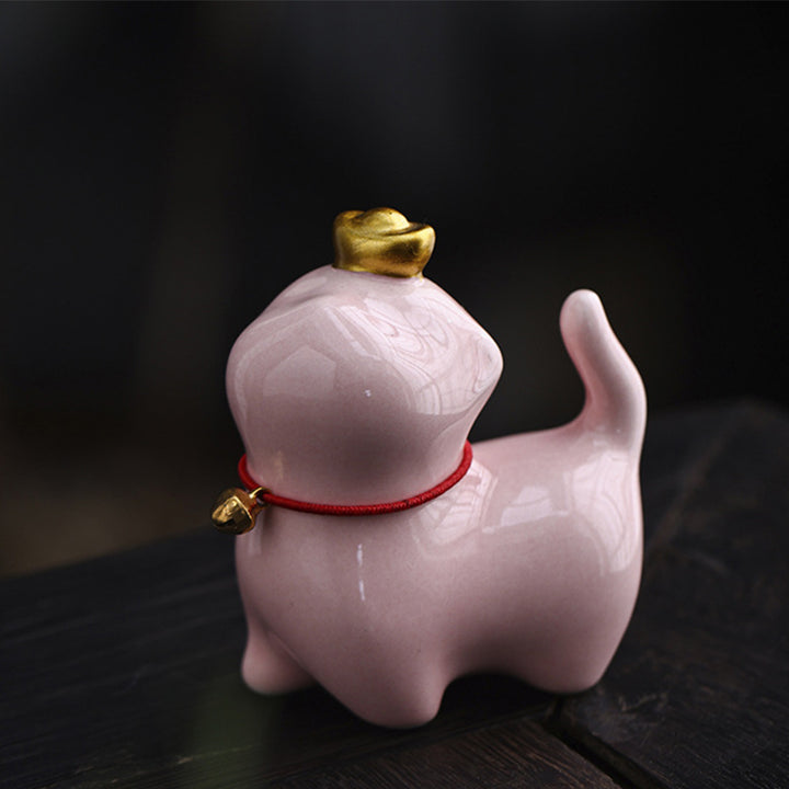 Buddha Stones Mini Lucky Cat Ingot Tea Pet Ceramic Home Desk Figurine Decoration - Lucky Cat Pink 5.5*3.2*6cm - image 9