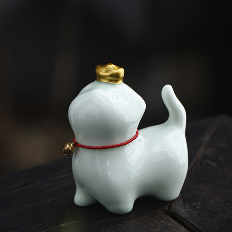 Buddha Stones Mini Lucky Cat Ingot Tea Pet Ceramic Home Desk Figurine Decoration - Lucky Cat Green 5.5*3.2*6cm - image 15
