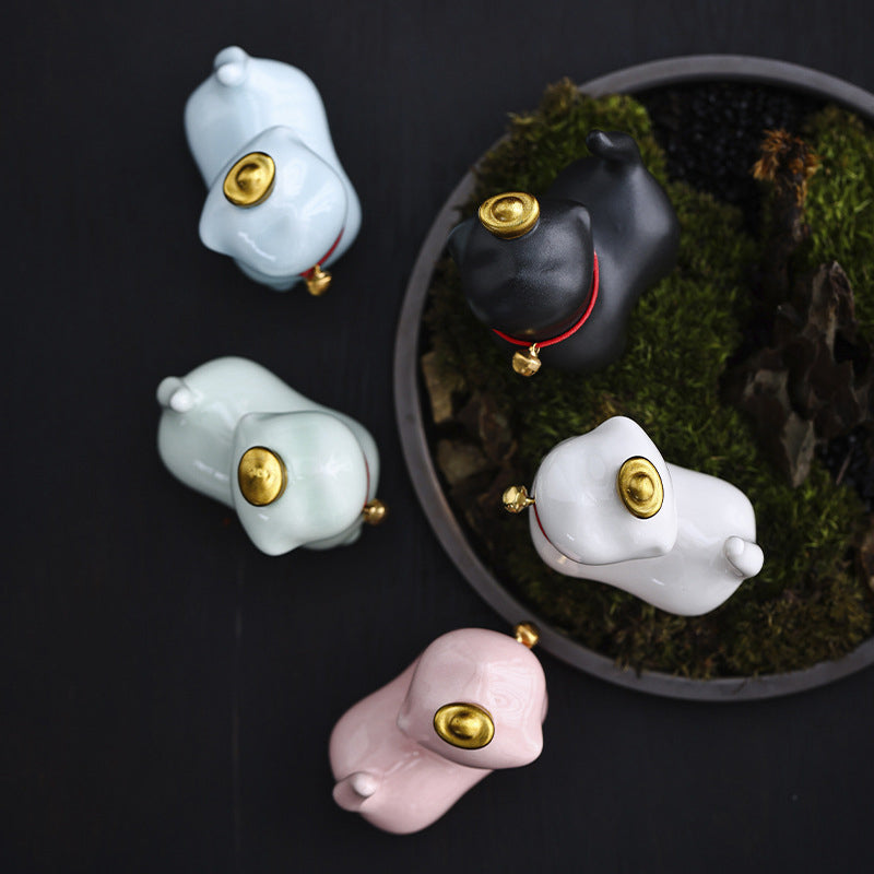 Buddha Stones Mini Lucky Cat Ingot Tea Pet Ceramic Home Desk Figurine Decoration - image 17