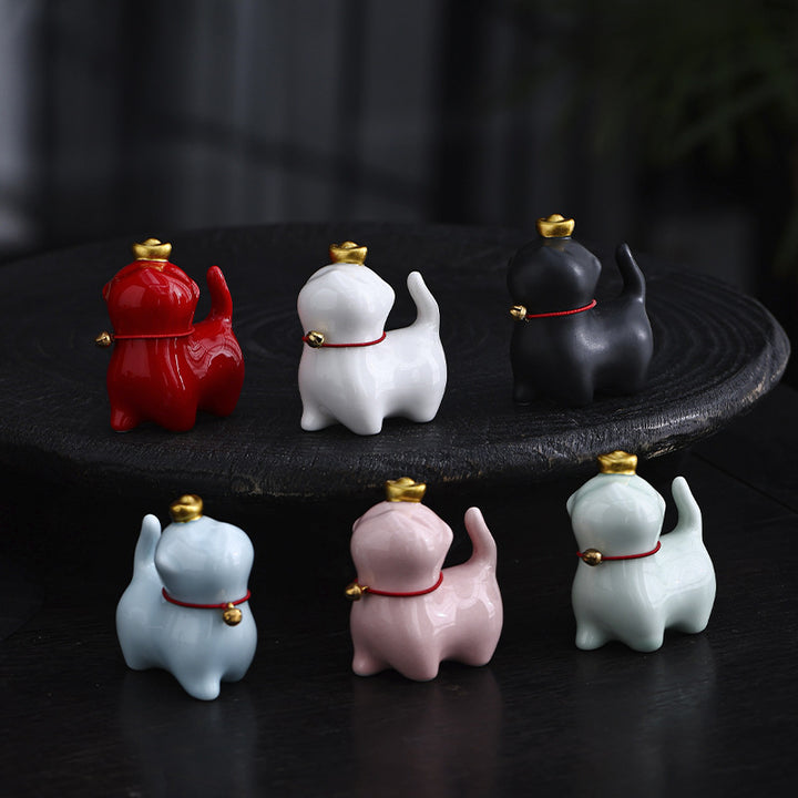 Buddha Stones Mini Lucky Cat Ingot Tea Pet Ceramic Home Desk Figurine Decoration - image 1