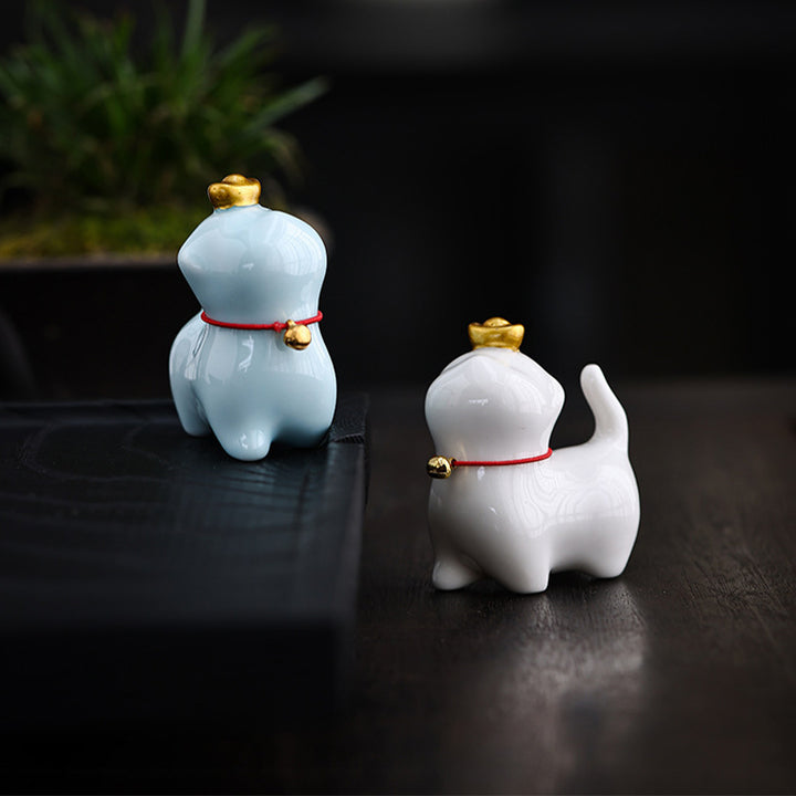 Buddha Stones Mini Lucky Cat Ingot Tea Pet Ceramic Home Desk Figurine Decoration - image 14