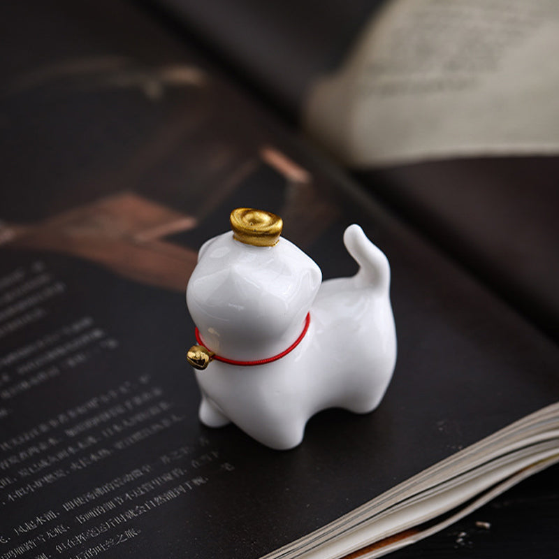Buddha Stones Mini Lucky Cat Ingot Tea Pet Ceramic Home Desk Figurine Decoration - image 7