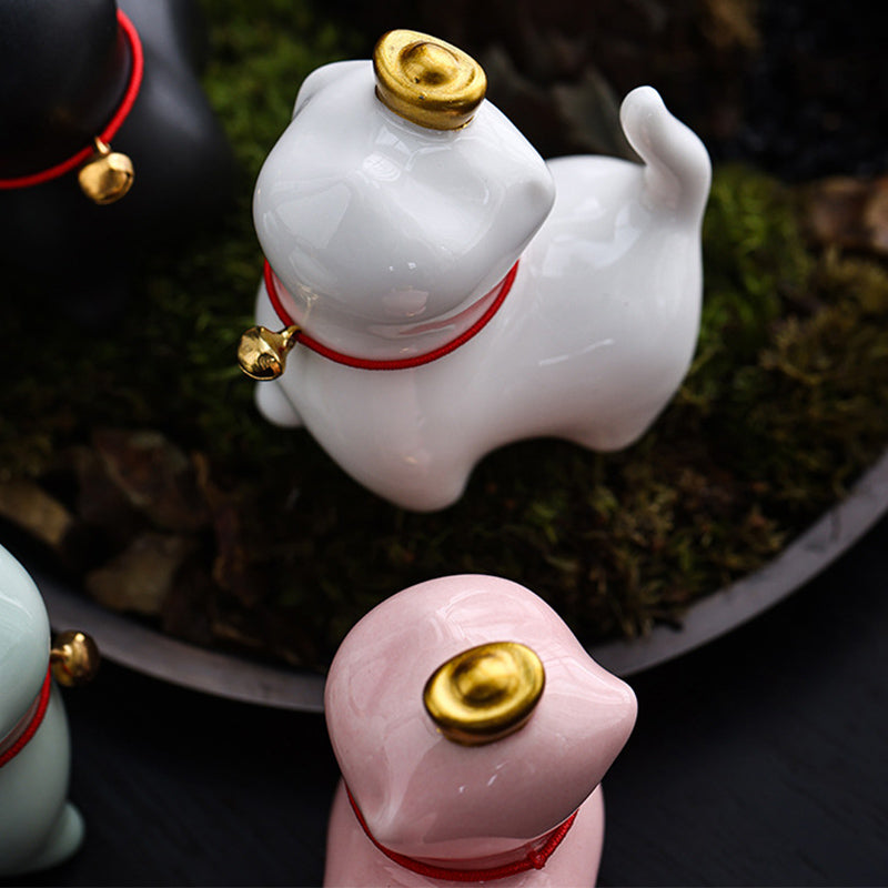 Buddha Stones Mini Lucky Cat Ingot Tea Pet Ceramic Home Desk Figurine Decoration - image 11