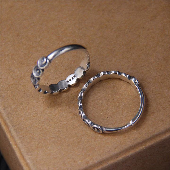 Buddha Stones 925 Sterling Silver Auspicious Clouds Engraved Ring - image 4