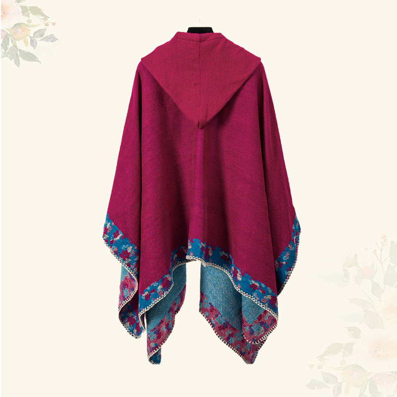 Buddha Stones Tibetan Shawl Border Small Floral Flower Hooded Cloak Winter Cozy Travel Scarf Wrap - image 27