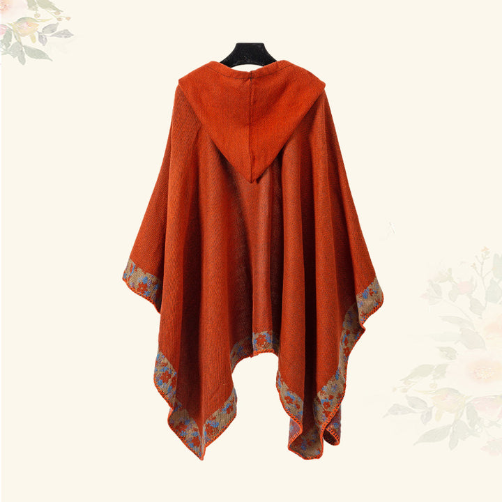 Buddha Stones Tibetan Shawl Border Small Floral Flower Hooded Cloak Winter Cozy Travel Scarf Wrap - image 12