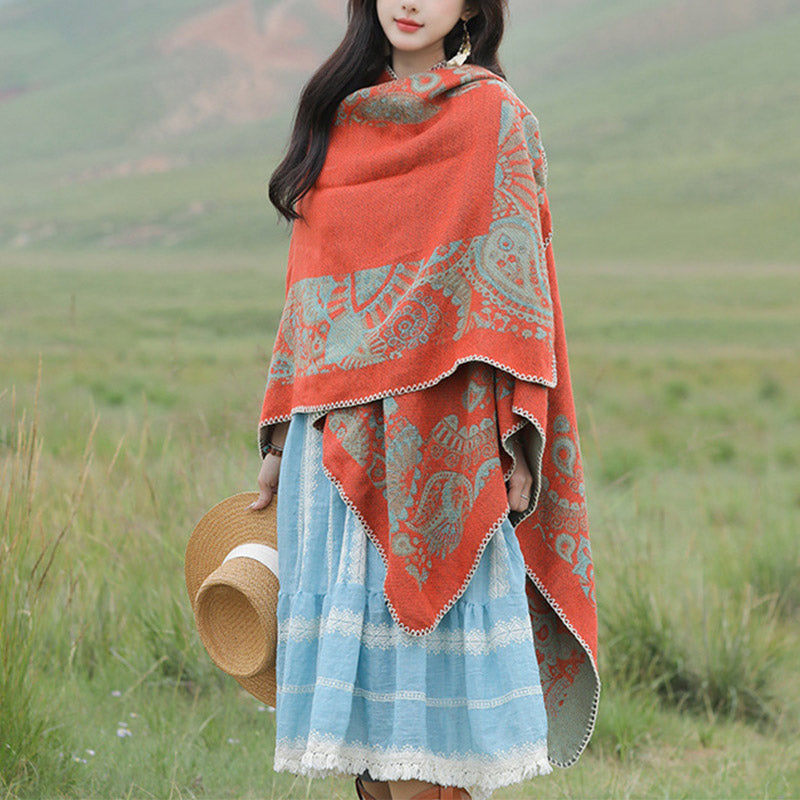 Buddha Stones Tibetan Shawl Simple Pattern Winter Cozy Travel Scarf Wrap - image 2