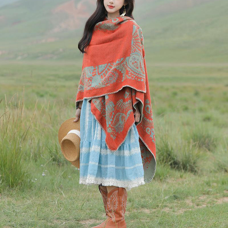 Buddha Stones Tibetan Shawl Simple Pattern Winter Cozy Travel Scarf Wrap - image 10