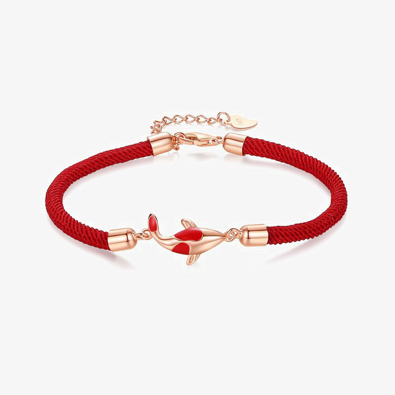 Buddha Stones Koi Fish Luck Wealth Braided Chain Couple Bracelet - image 1