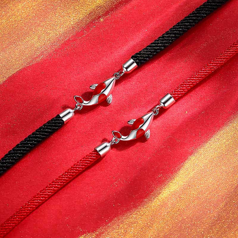 Buddha Stones Koi Fish Luck Wealth Braided Chain Couple Bracelet - image 6