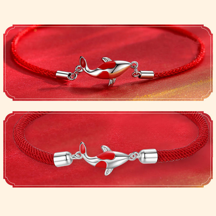 Buddha Stones Koi Fish Luck Wealth Braided Chain Couple Bracelet - image 10