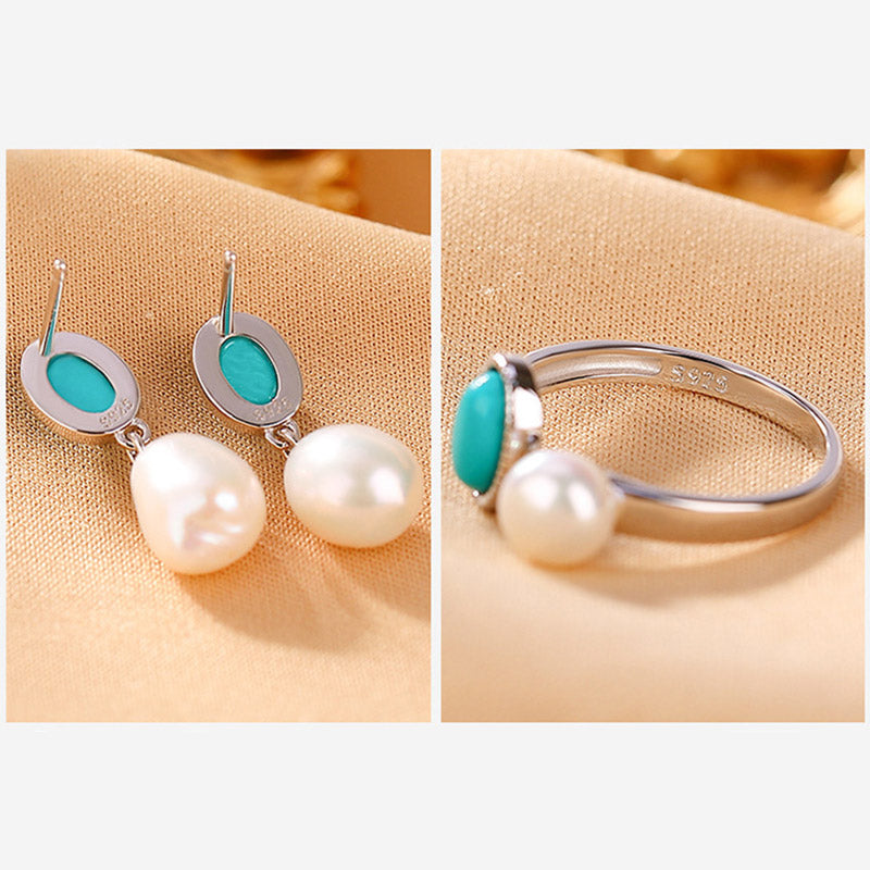 Buddha Stones 925 Sterling Silver Pearl Turquoise Healing Wisdom Necklace Pendant Ring Earrings - image 17