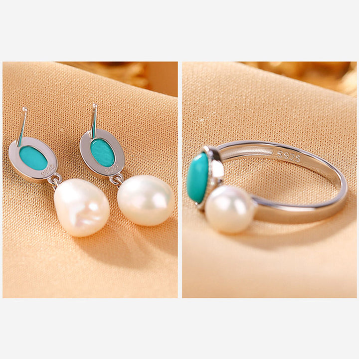 Buddha Stones 925 Sterling Silver Pearl Turquoise Healing Wisdom Necklace Pendant Ring Earrings - image 17