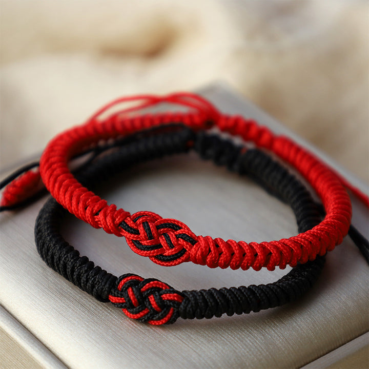Buddha Stones 2Pcs Tibetan Luck Chinese Knot Protection String Bracelet - image 4