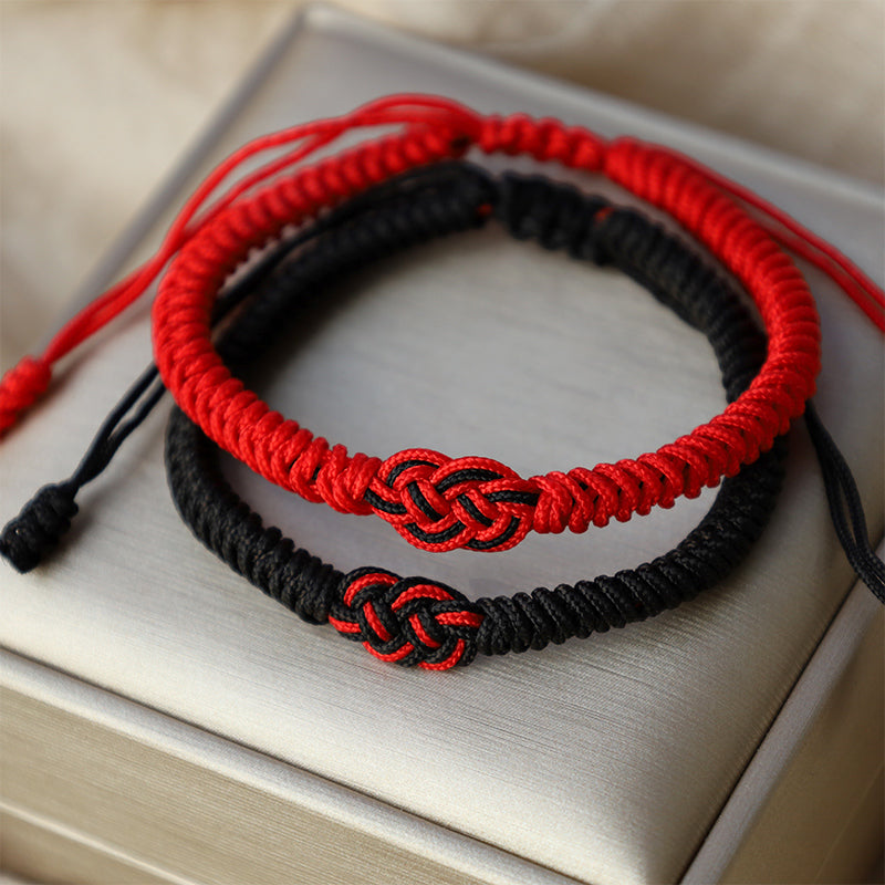 Buddha Stones 2Pcs Tibetan Luck Chinese Knot Protection String Bracelet - image 6