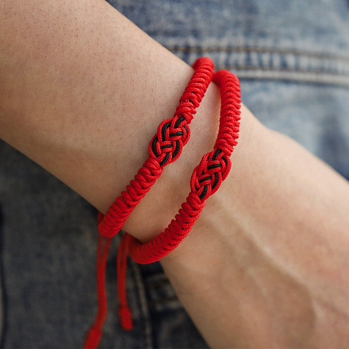Buddha Stones 2Pcs Tibetan Luck Chinese Knot Protection String Bracelet - image 16