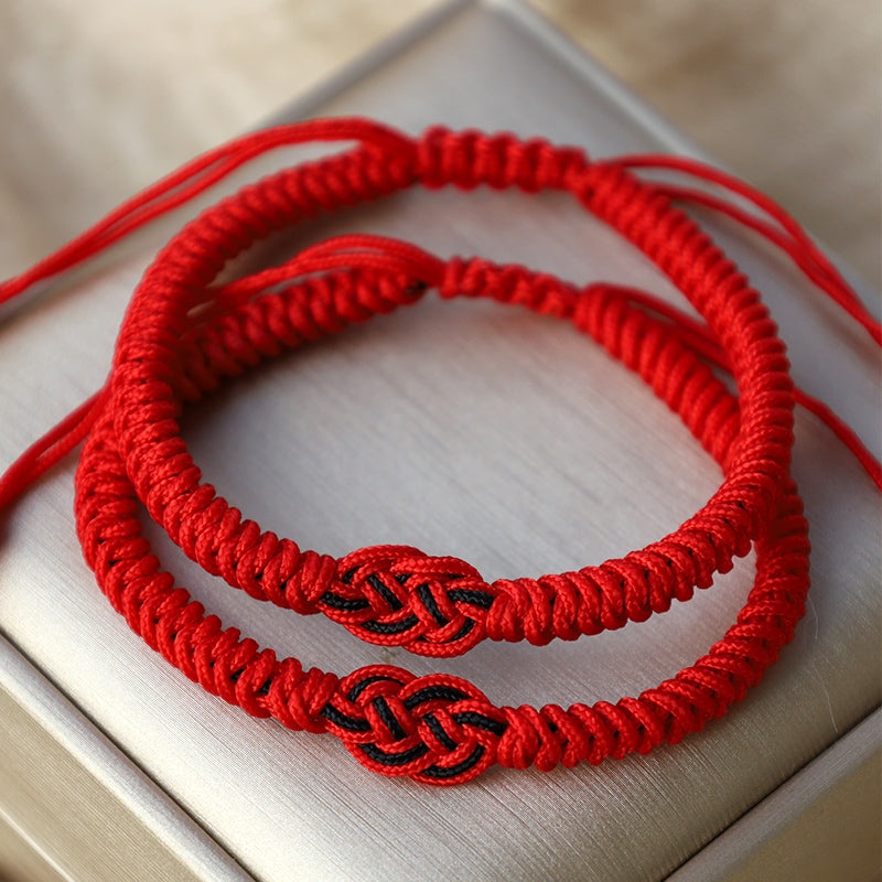 Buddha Stones 2Pcs Tibetan Luck Chinese Knot Protection String Bracelet - Red(Bracelet Size 16-27cm) - image 12