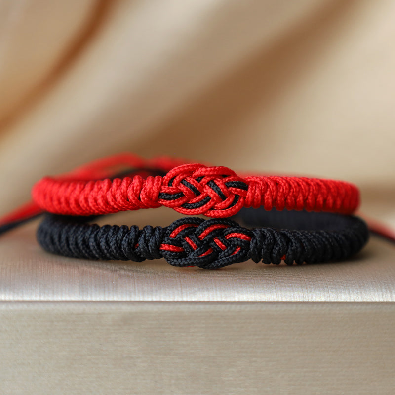 Buddha Stones 2Pcs Tibetan Luck Chinese Knot Protection String Bracelet - image 7