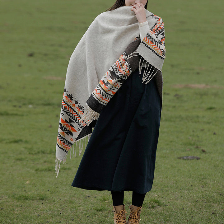 Buddha Stones Tibetan Shawl Colorful Geometry Winter Cozy Travel Scarf Wrap - image 8