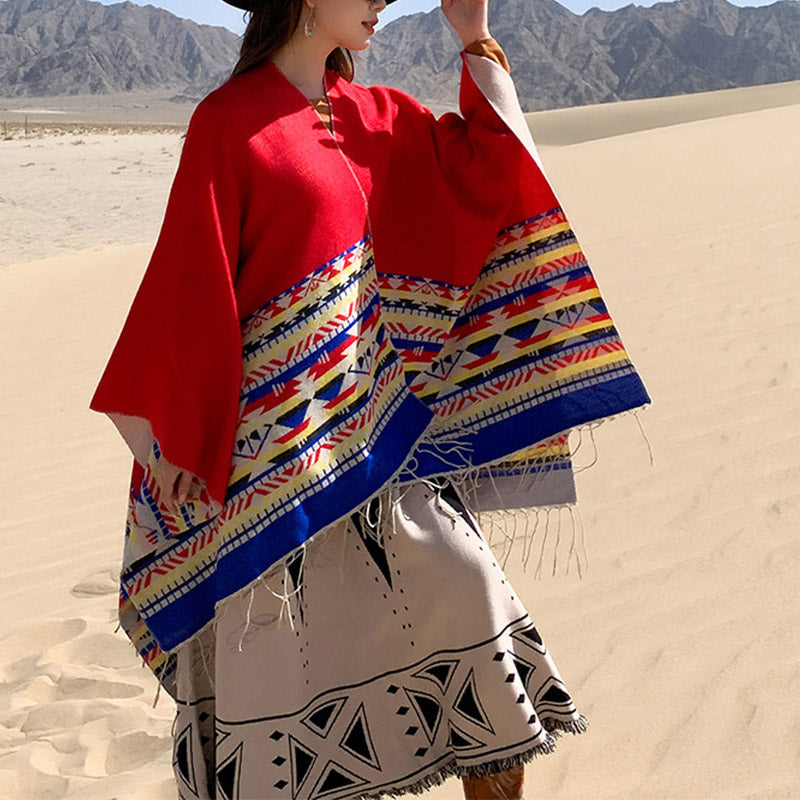 Buddha Stones Tibetan Shawl Colorful Geometry Winter Cozy Travel Scarf Wrap - image 21