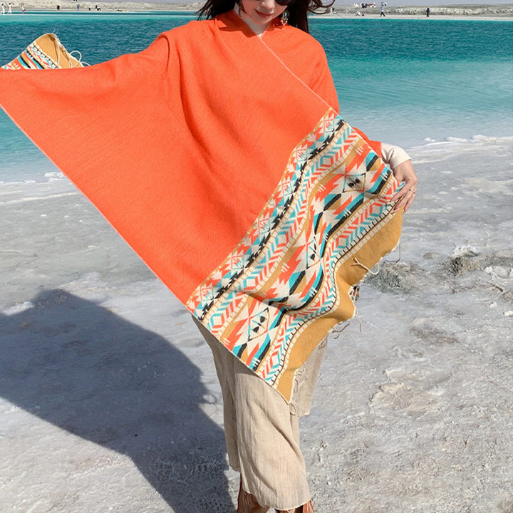 Buddha Stones Tibetan Shawl Colorful Geometry Winter Cozy Travel Scarf Wrap - image 37