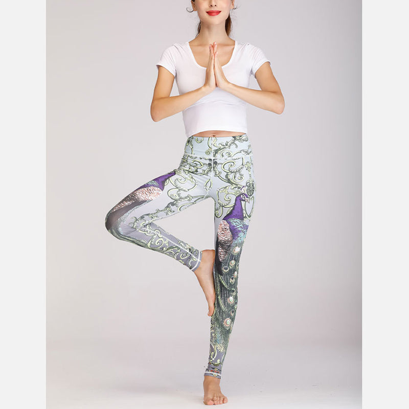 Buddha Stones 2Pcs Lotus Phoenix Spring Flowers Peacock Top Pants Sports Fitness Yoga Women's Yoga Sets - image 19