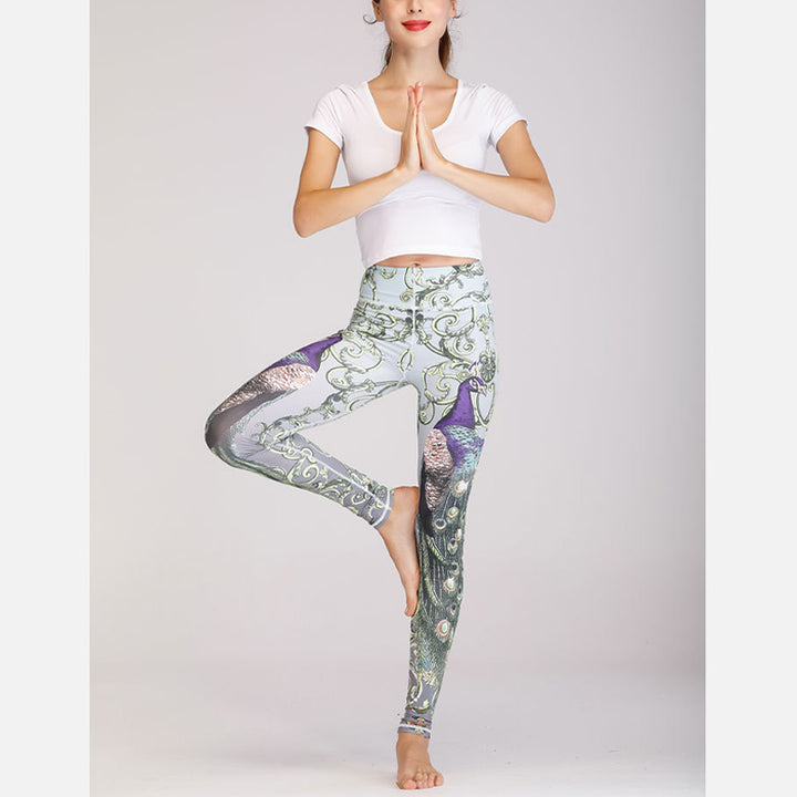 Buddha Stones 2Pcs Lotus Phoenix Spring Flowers Peacock Top Pants Sports Fitness Yoga Women's Yoga Sets - image 19