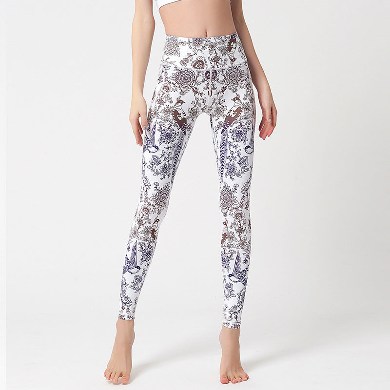 Buddha Stones Flowers Leaves Birds Pants Sports Fitness Yoga Leggings Women's Yoga Pants - White Flowers Birds - US8-10，UK/AU12-14，EU40-42 (XL) - image 19