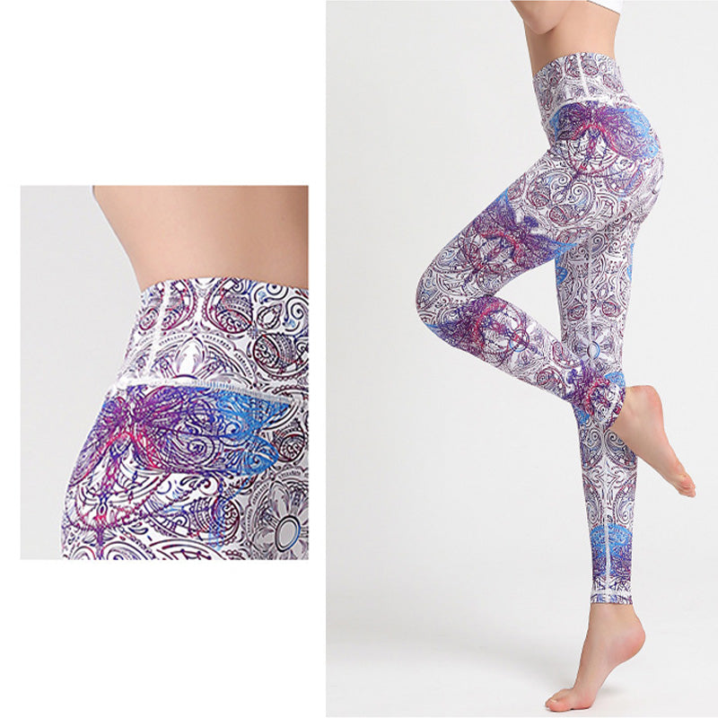 Buddha Stones Flowers Leaves Birds Pants Sports Fitness Yoga Leggings Women's Yoga Pants - image 5