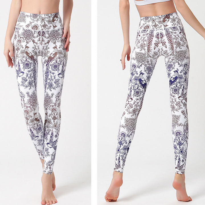 Buddha Stones Flowers Leaves Birds Pants Sports Fitness Yoga Leggings Women's Yoga Pants - image 21
