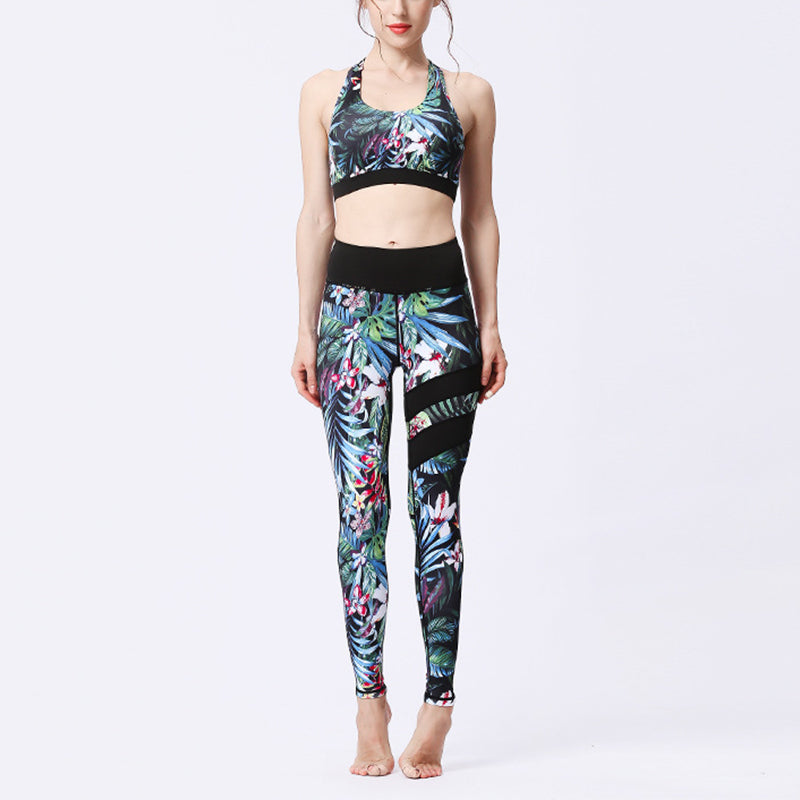 Buddha Stones 2Pcs Sunflower Flowers Leaves Top Pants Sports Fitness Yoga Women's Yoga Sets - Secret Forest - US8-10，UK/AU12-14，EU40-42 (XL)  - image 26