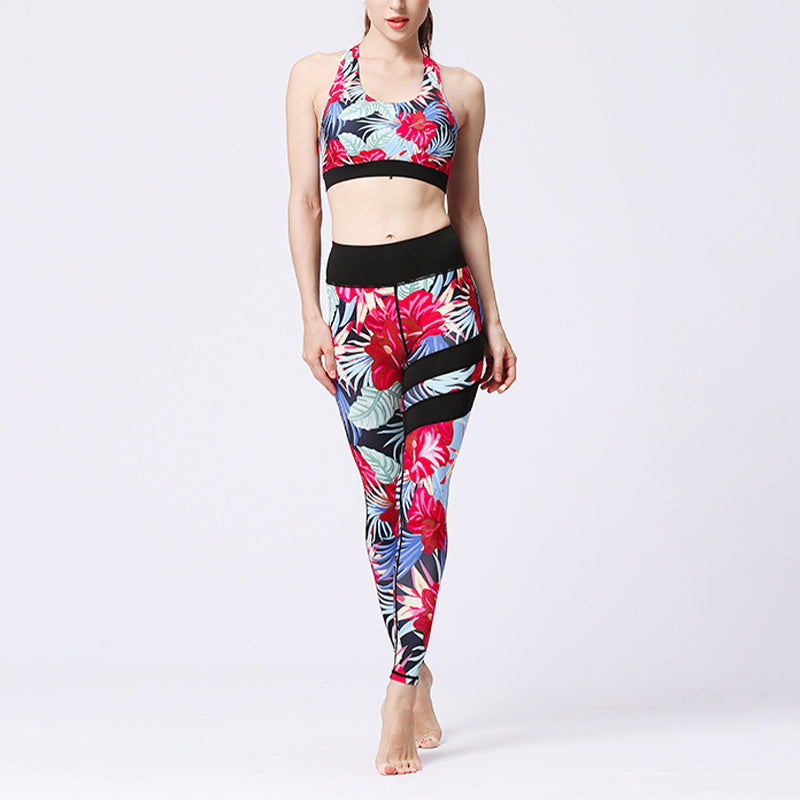 Buddha Stones 2Pcs Sunflower Flowers Leaves Top Pants Sports Fitness Yoga Women's Yoga Sets - Red Flower - US8-10，UK/AU12-14，EU40-42 (XL)  - image 38