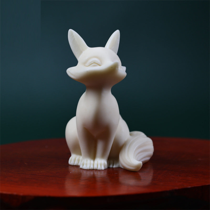 Buddha Stones Mini Nine Tailed Fox Ivory Fruit Protection Home Decoration - image 3