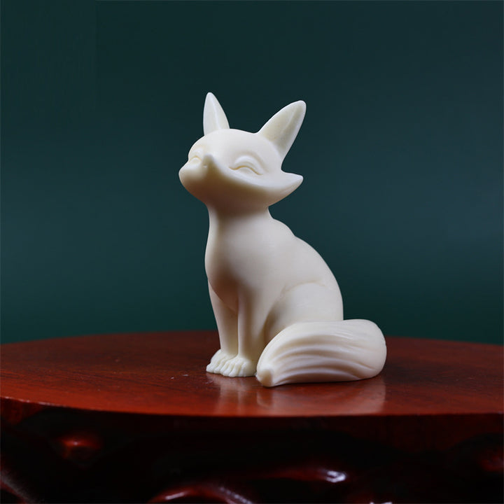 Buddha Stones Mini Nine Tailed Fox Ivory Fruit Protection Home Decoration - image 2