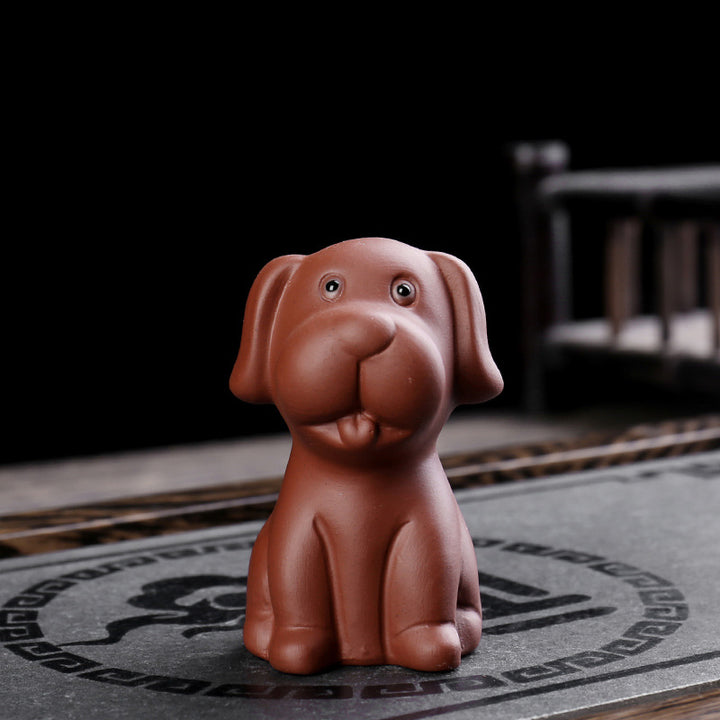 Buddha Stones Chinese Zodiac Purple Clay Wealth Ceramic Tea Pet Home Figurine Decoration - Dog 4cm*5.4cm*7cm - image 15