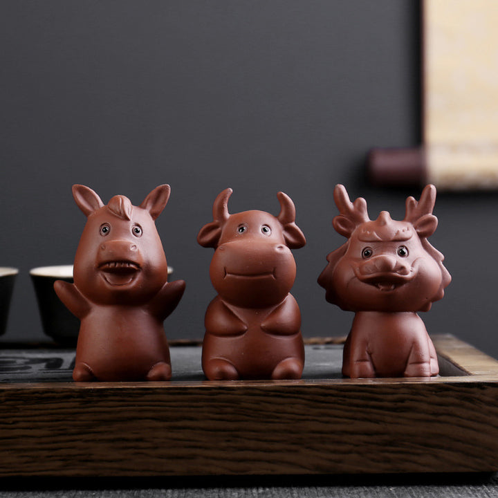 Buddha Stones Chinese Zodiac Purple Clay Wealth Ceramic Tea Pet Home Figurine Decoration - image 19