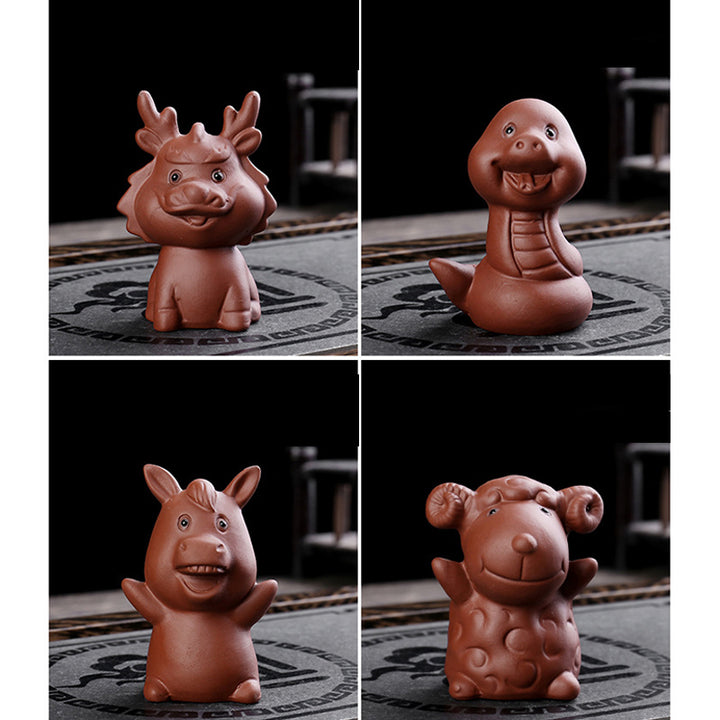 Buddha Stones Chinese Zodiac Purple Clay Wealth Ceramic Tea Pet Home Figurine Decoration - image 20