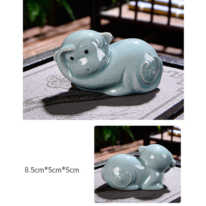 Buddha Stones Chinese Zodiac Wealth Ceramic Tea Pet Home Figurine Decoration - image 21