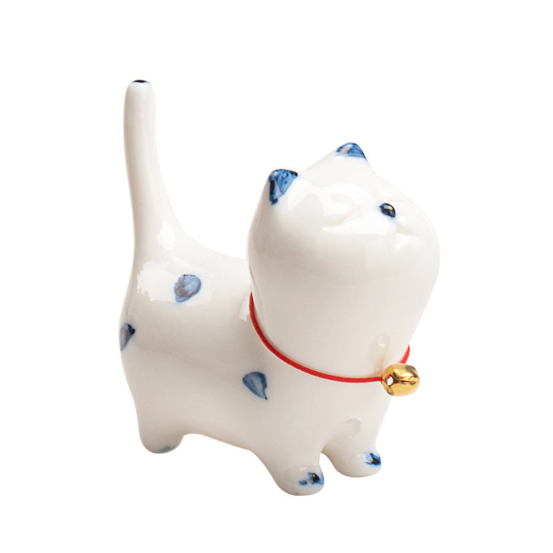 Buddha Stones Mini Lucky White Cat Kitten Tea Pet Ceramic Home Desk Figurine Decoration - image 12