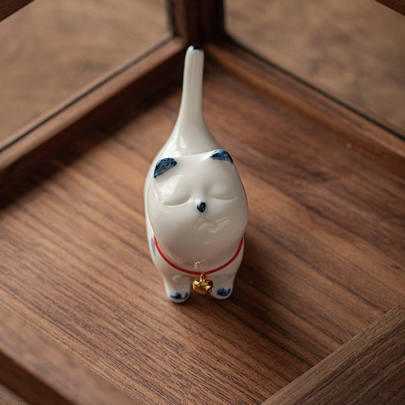 Buddha Stones Mini Lucky White Cat Kitten Tea Pet Ceramic Home Desk Figurine Decoration - image 6