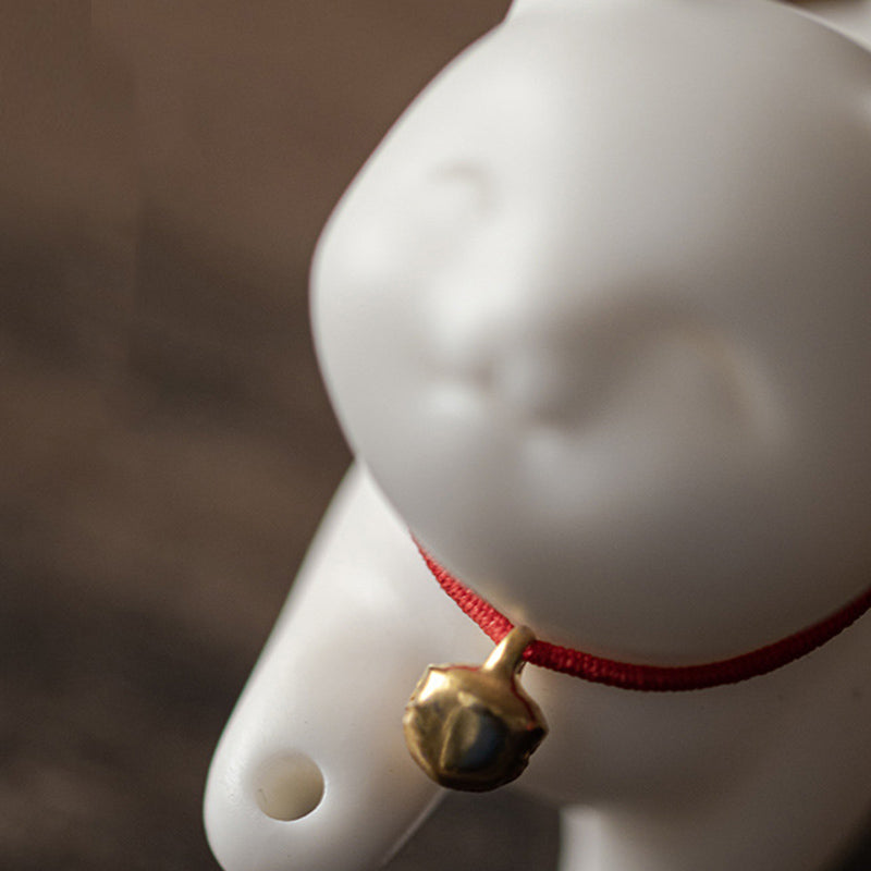 Buddha Stones Mini Lucky Cat Kitten Tea Pet Ceramic Home Desk Figurine Decoration With Bamboo Mat - image 7