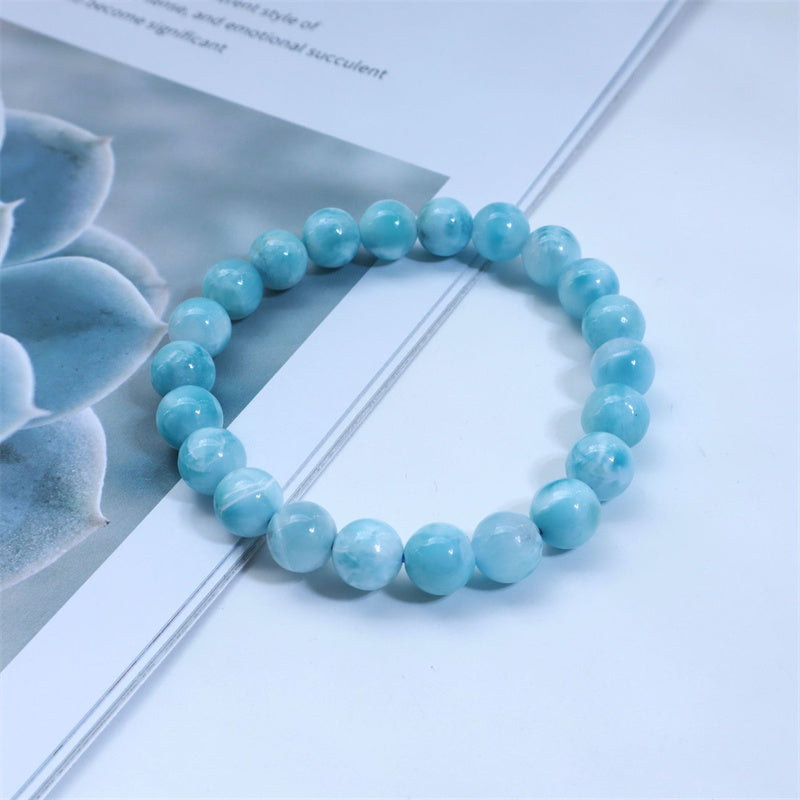 Buddha Stones Natural Larimar Wisdom Confidence Bracelet - Grade B - 14mm(Wrist Circumference 14-16cm) - image 9