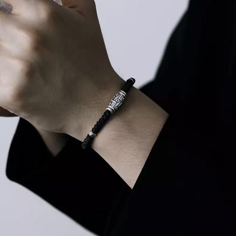 Buddha Stones 999 Sterling Silver Nine-Eye Dzi Bead Pattern Blessing Rope Bracelet - image 10