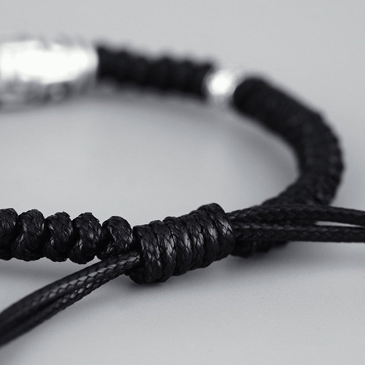 Buddha Stones 999 Sterling Silver Nine-Eye Dzi Bead Pattern Blessing Rope Bracelet - image 5