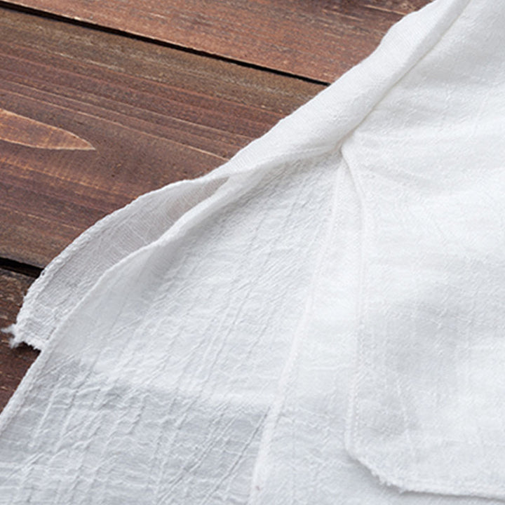 Buddha Stones 2Pcs Simple Design White Top Pants Meditation Yoga Zen Tai Chi Cotton Linen Clothing Women's Set - image 16